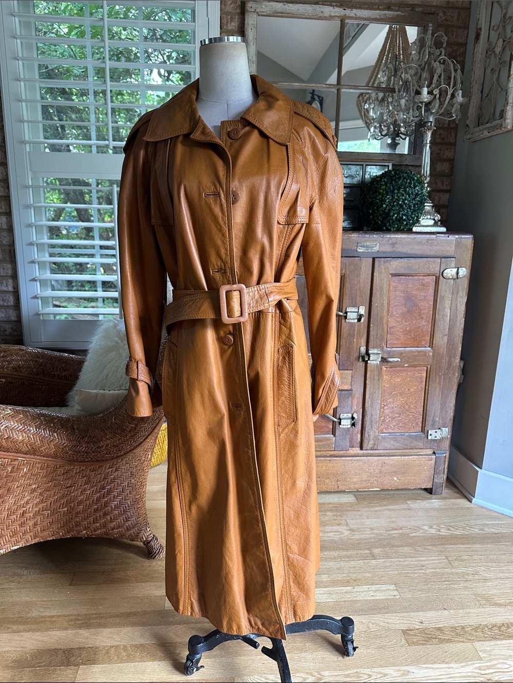 THE TANNERY VINTAGE BELTED LONG TRENCH COAT 20 1970's